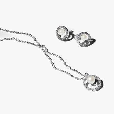 Treated Freshwater Cultured Pearl & Pavé Jewellery Gift Set