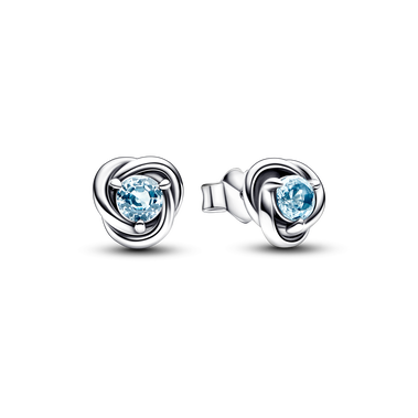 March Sea Aqua Blue Eternity Circle Stud Earrings