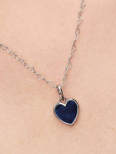 Engravable Blue Heart Dangle Charm, Platinum Plated