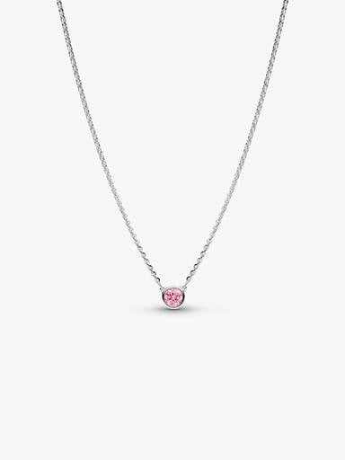 Collier à pendentif en argent sterling avec diamant rose créé en laboratoire au serti clos Pandora Era