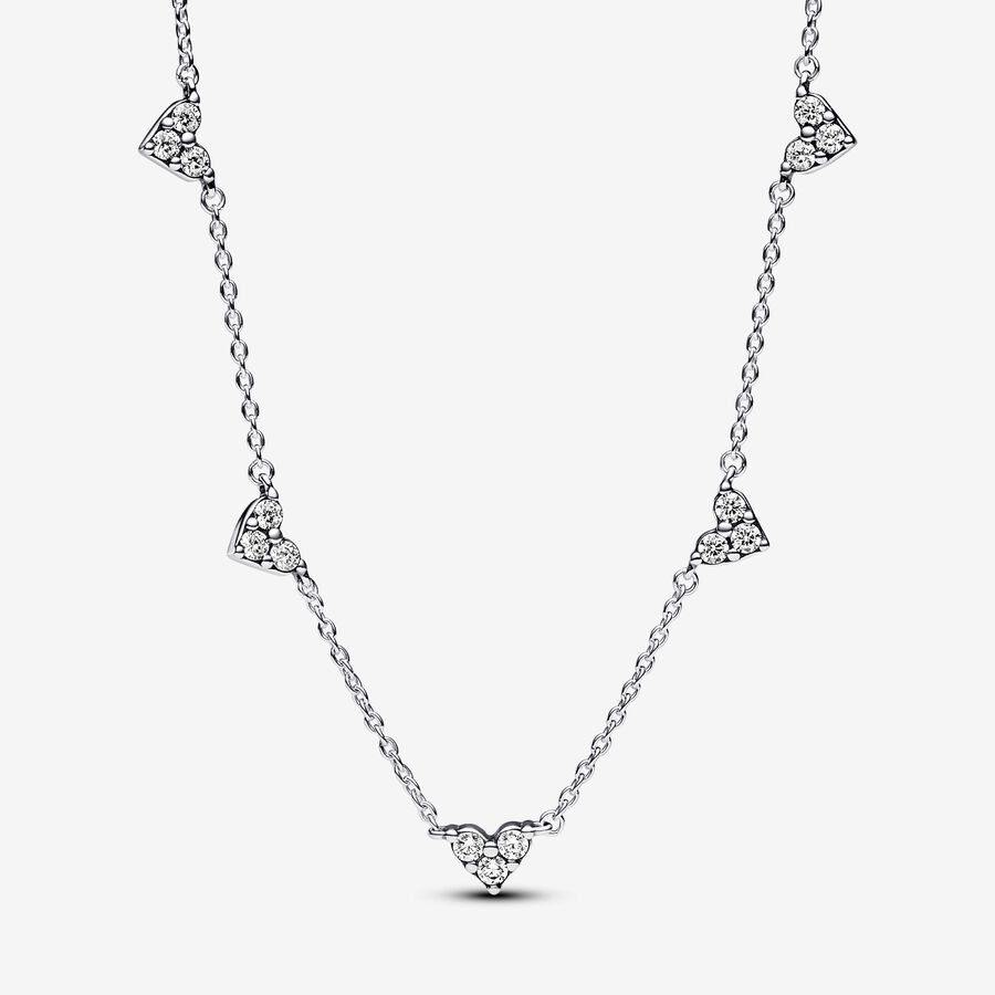 Heart Pendant Link Chain Silver Necklace –