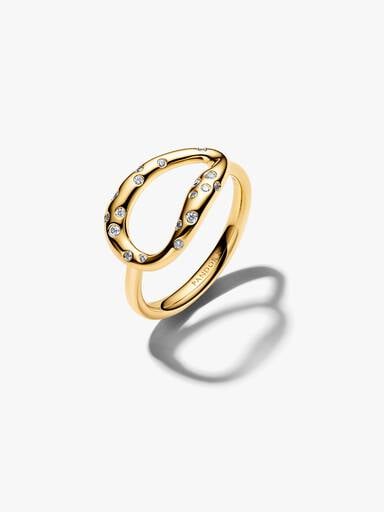 Bague audacieuse de forme organique avec pierres