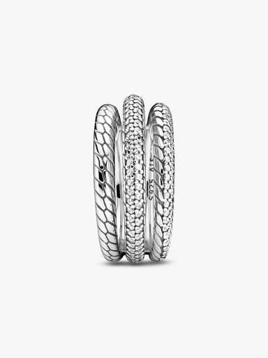 FINAL SALE - Triple Band Pavé Snake Chain Pattern Ring