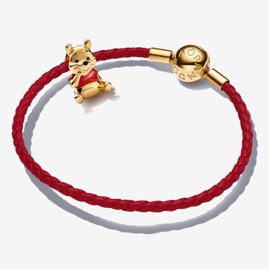 Winnie l’ensemble de bracelets en cuir rouge et or de l’ourson image number 0