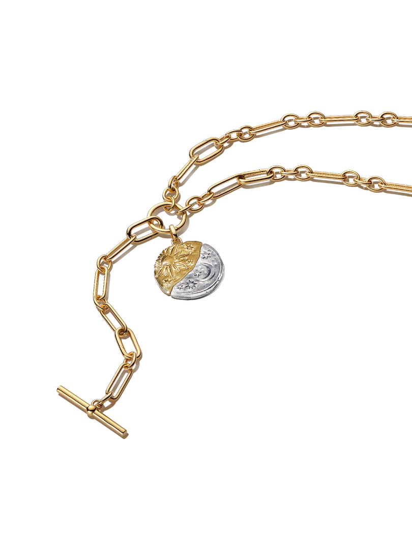 Oversized Sun & Moon Medallion Necklace