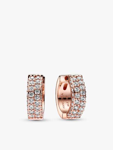Ensemble de collier et boucles d'oreilles à double rangée pavée