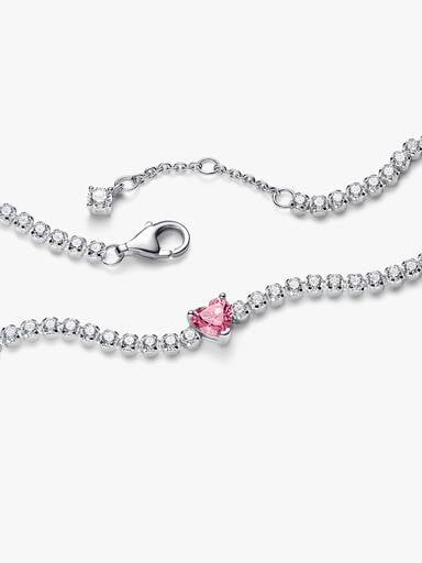 Bracelet tennis à cœur scintillant rose