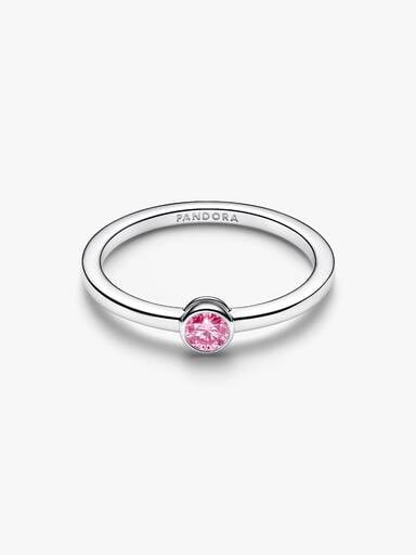 Bague en argent sterling avec diamant rose créé en laboratoire au serti clos Pandora Era
