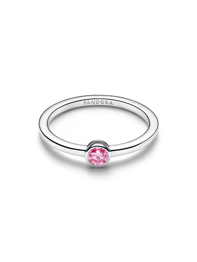 Pandora Era Bezel Sterling Silver Pink Lab-grown Diamond Ring