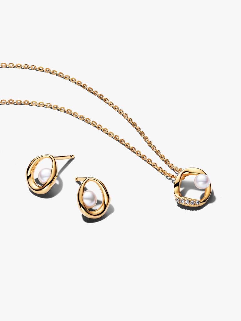 Organic Sparkle & Pearl Necklace & Earrings Gift Set
