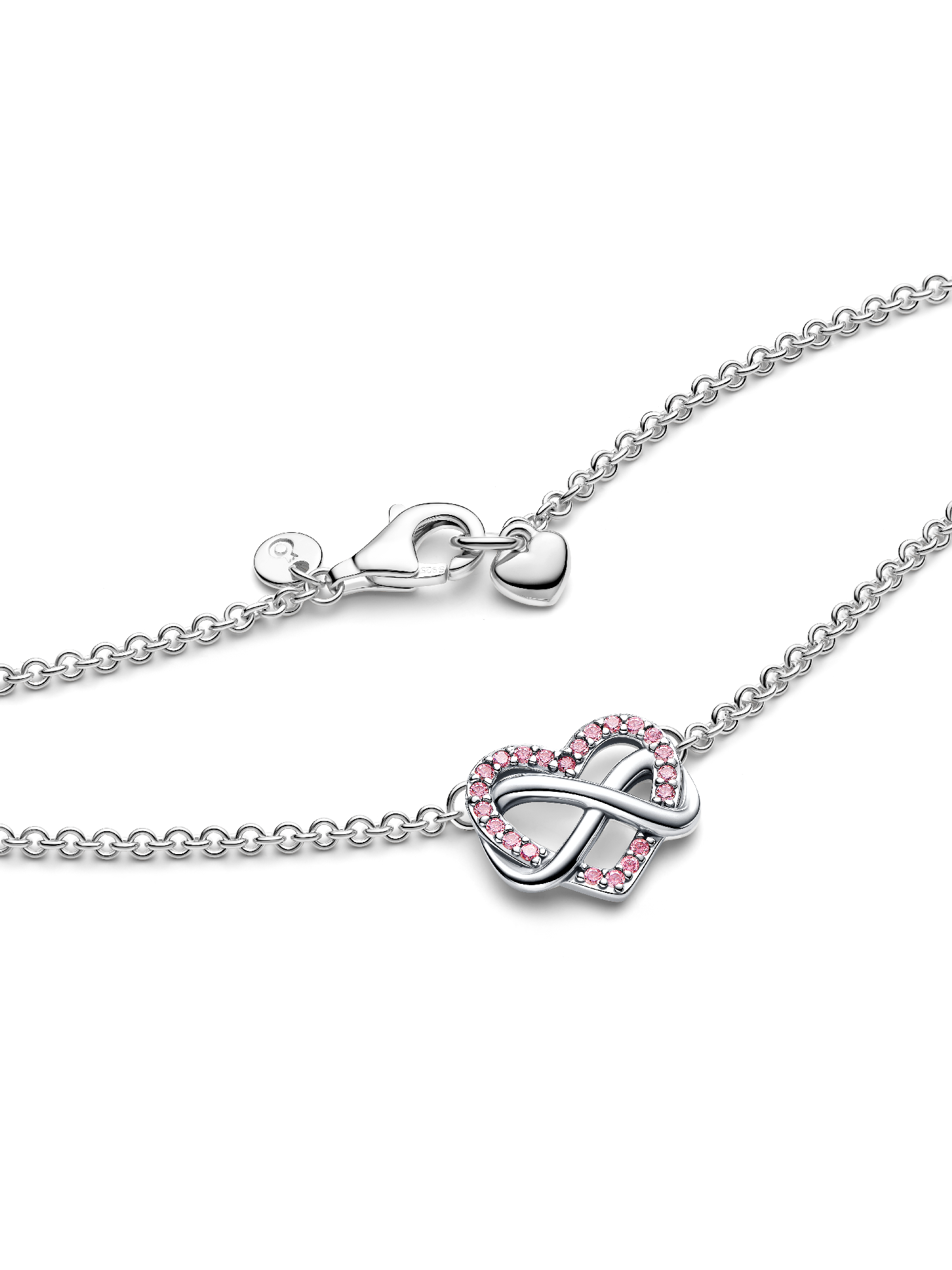 Sparkling Pink Infinity Heart Collier Necklace