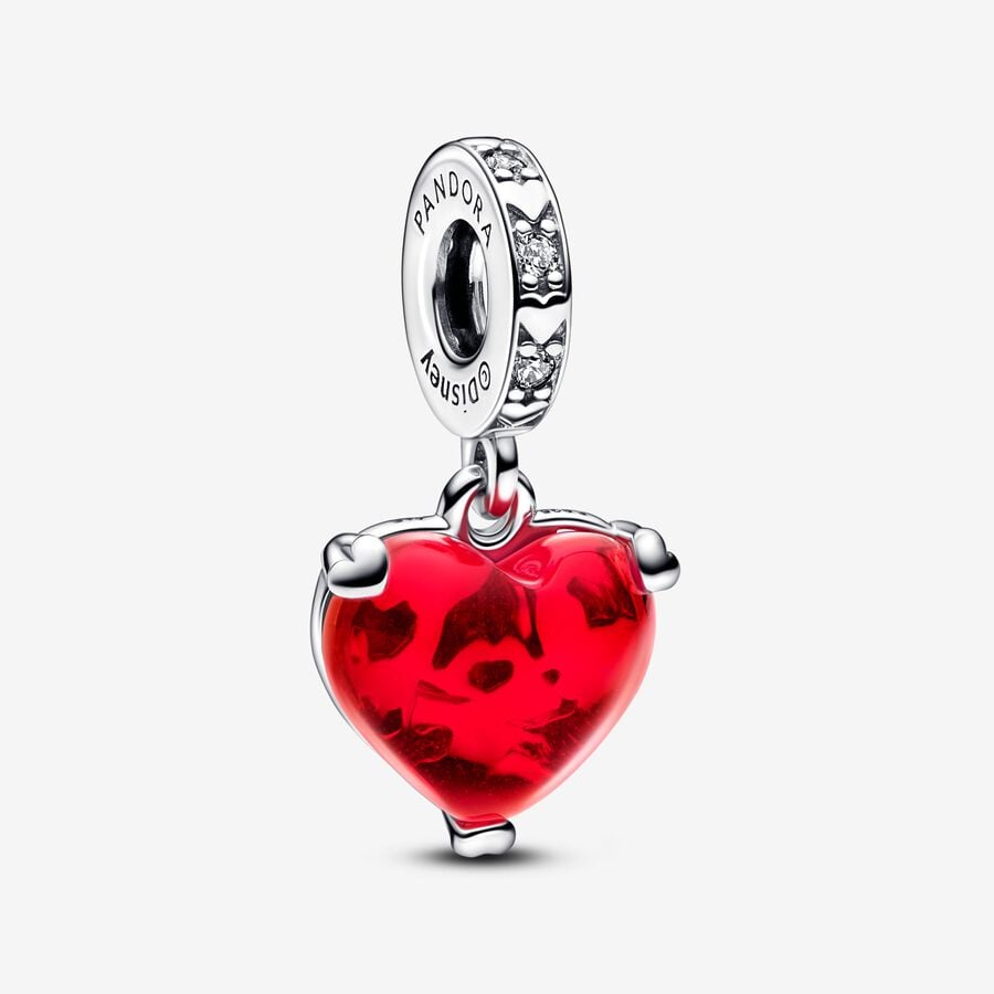 Charm-pendentif en verre de Murano avec baiser rouge de Mickey et Minnie Mouse de Disney image number 0