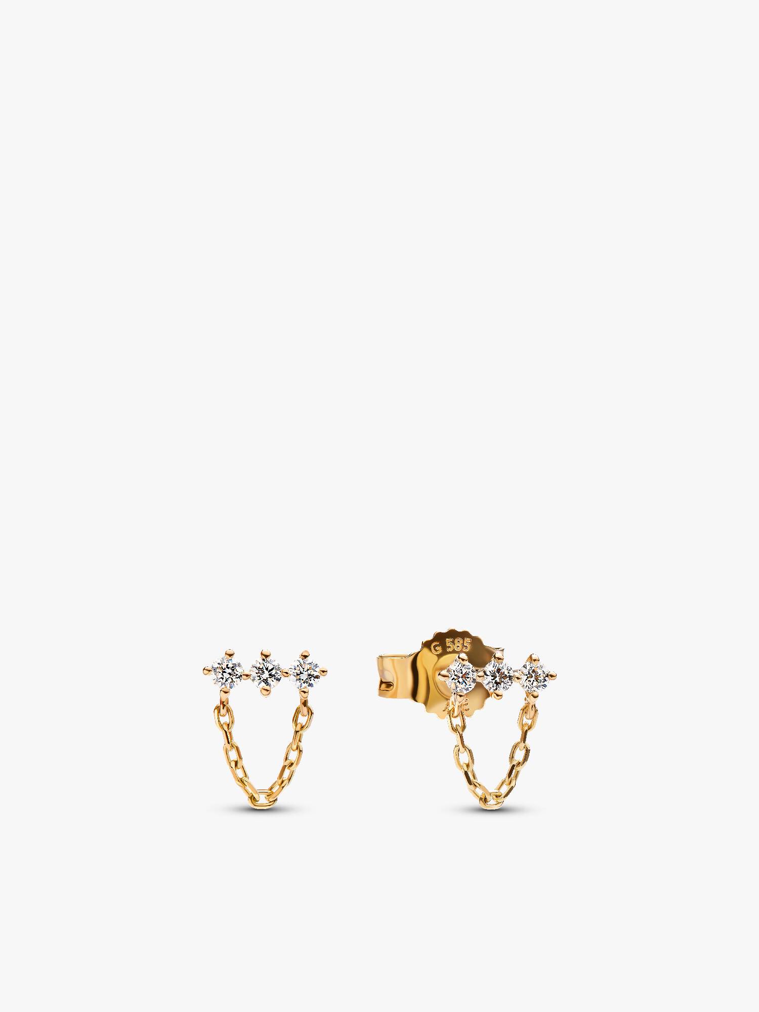 Clous d’oreilles avec trio de diamants créés en laboratoire en chaîne Pandora Era