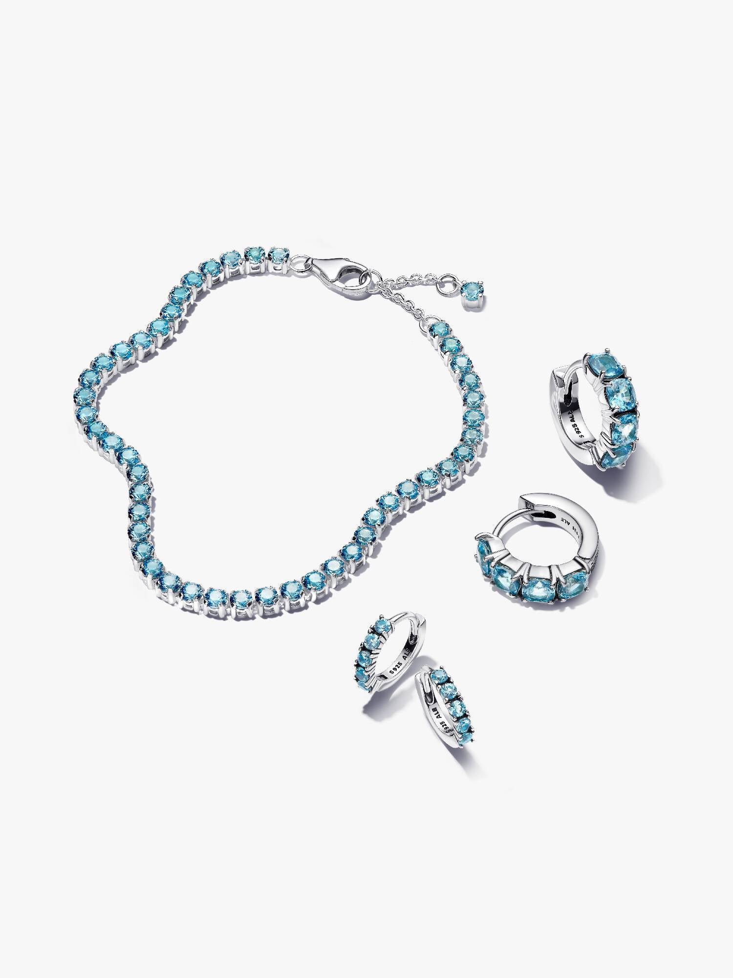 Sparkling Light Blue Tennis Bracelet & Earrings Set