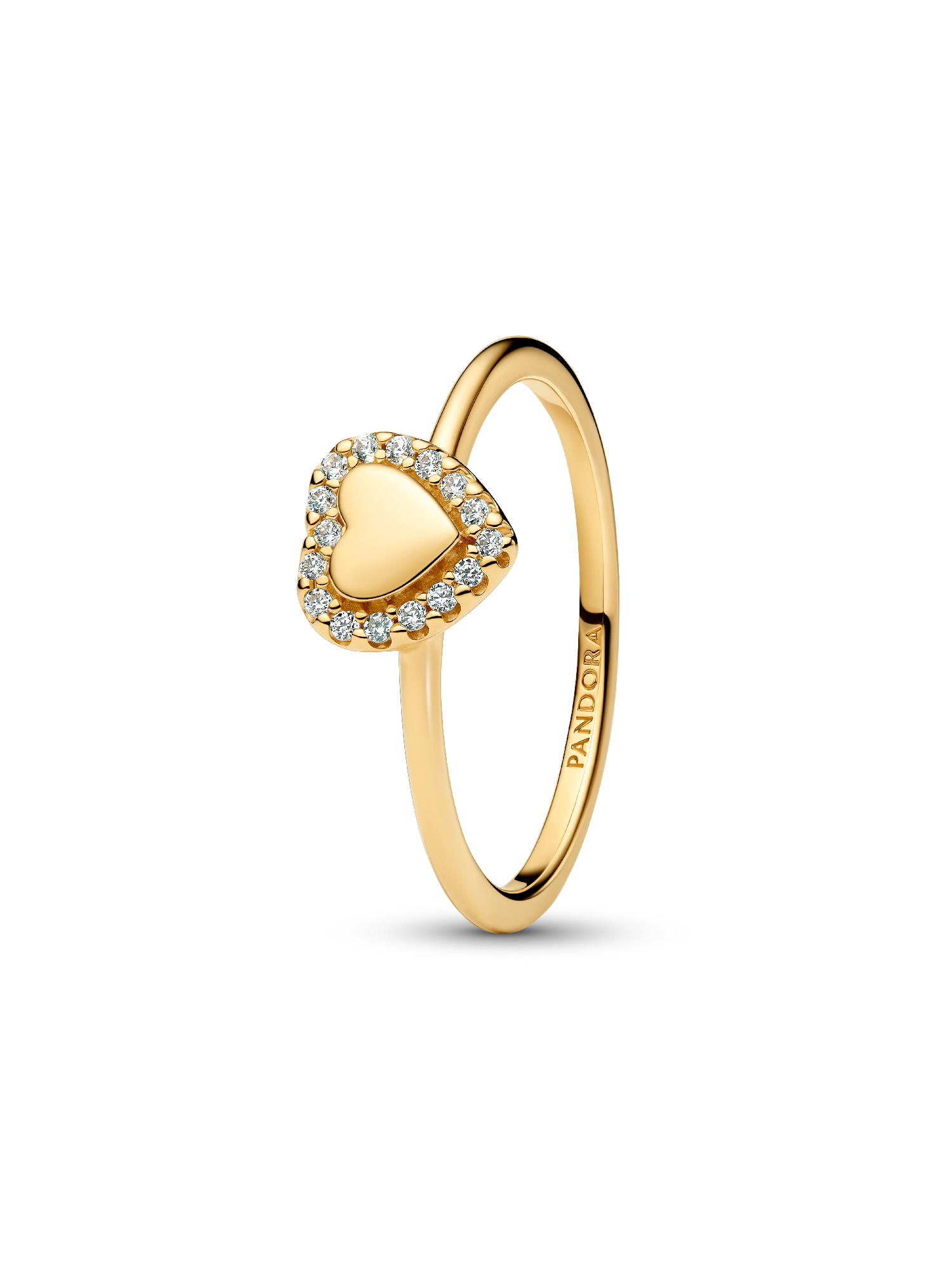 Engravable Heart Halo Ring | Gold plated | Pandora Canada