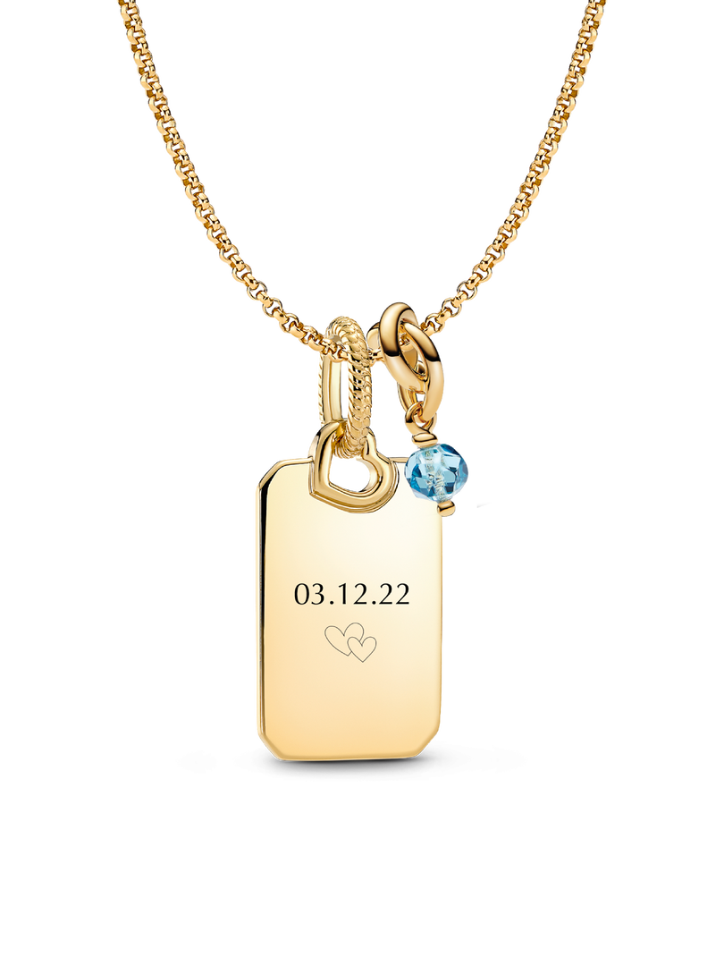 Collier à pendentif gravable avec charm Cercle éternel de mars