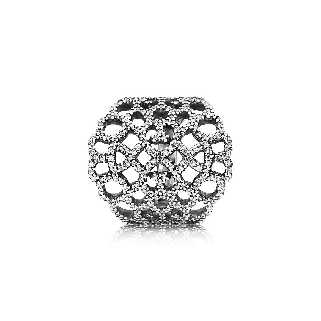 FINAL SALE - Shimmering Lace Ring, Clear CZ