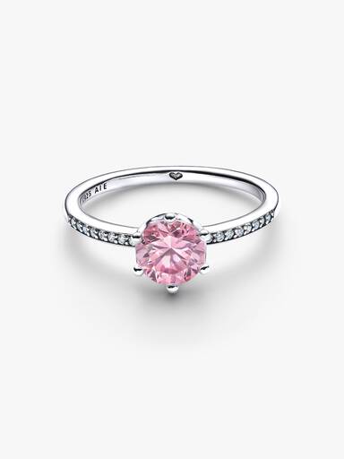 Bague avec couronne rose et scintillante