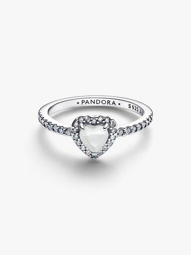 Bague Cœur blanc surélevé