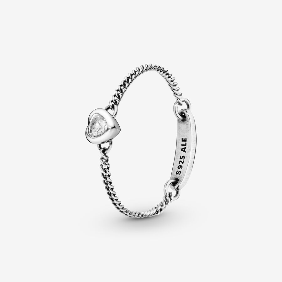 FINAL SALE - Clear Heart Chain Ring image number 0