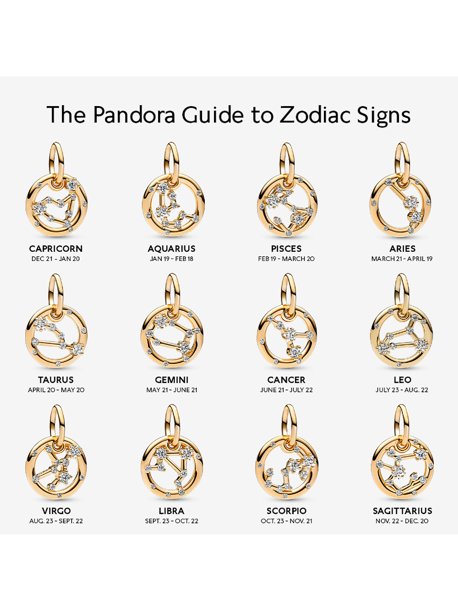 Capricorn Zodiac Dangle Charm | Pendant | Gold plated | Pandora Canada