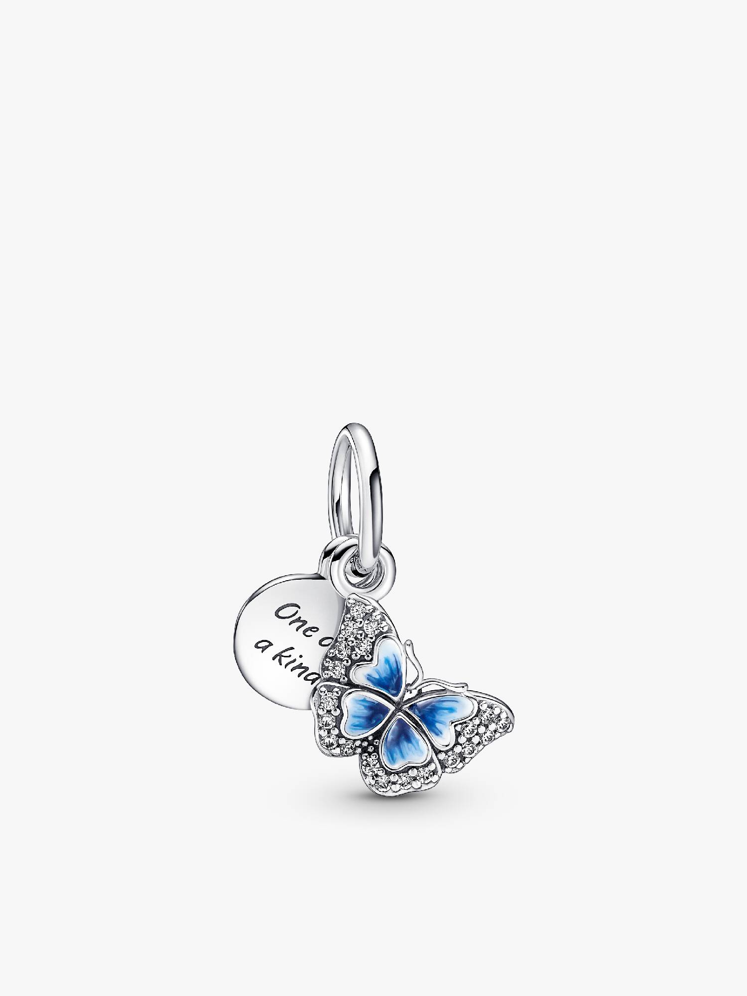 Charm-pendentif double Papillon bleu et citation