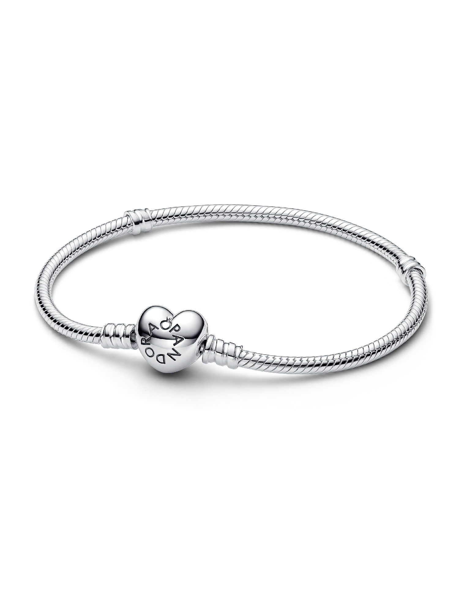 Bracelet à fermoir en cœur et à chaîne serpentine Pandora Moments