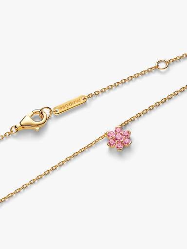Collier à pendentif Fleur rose scintillante