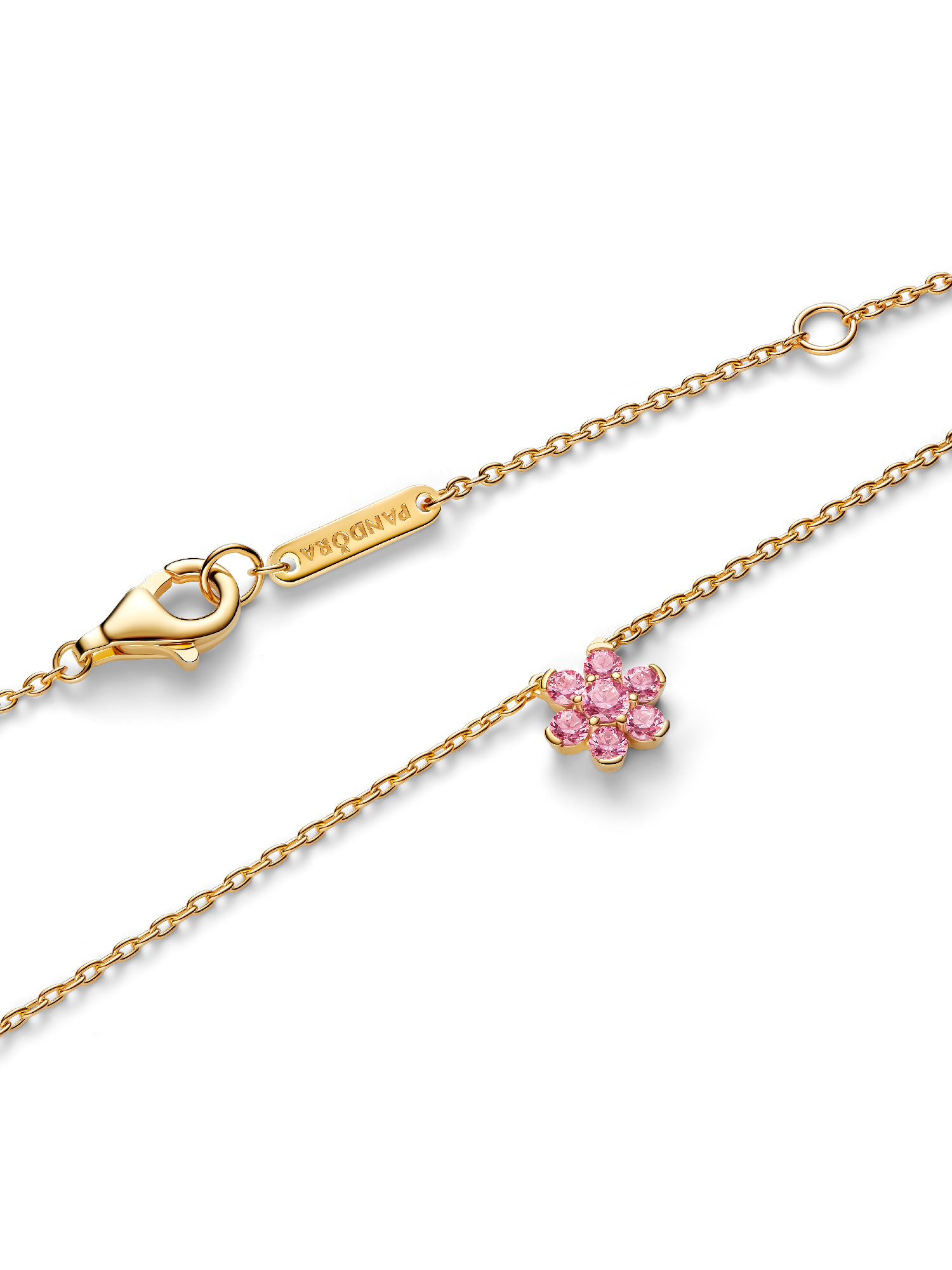 Sparkling Pink Flower Pendant Necklace