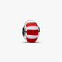 Red Peppermint Murano Glass Charm, Platinum Plated Red Peppermint Murano Glass Charm, Platinum Plated