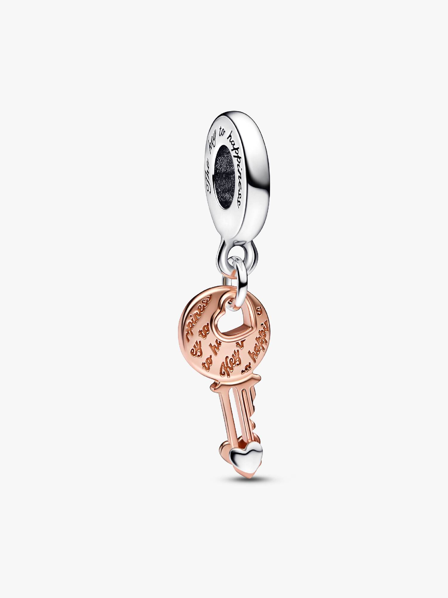 FINAL SALE - Two-tone key & Sliding Heart Dangle Charm