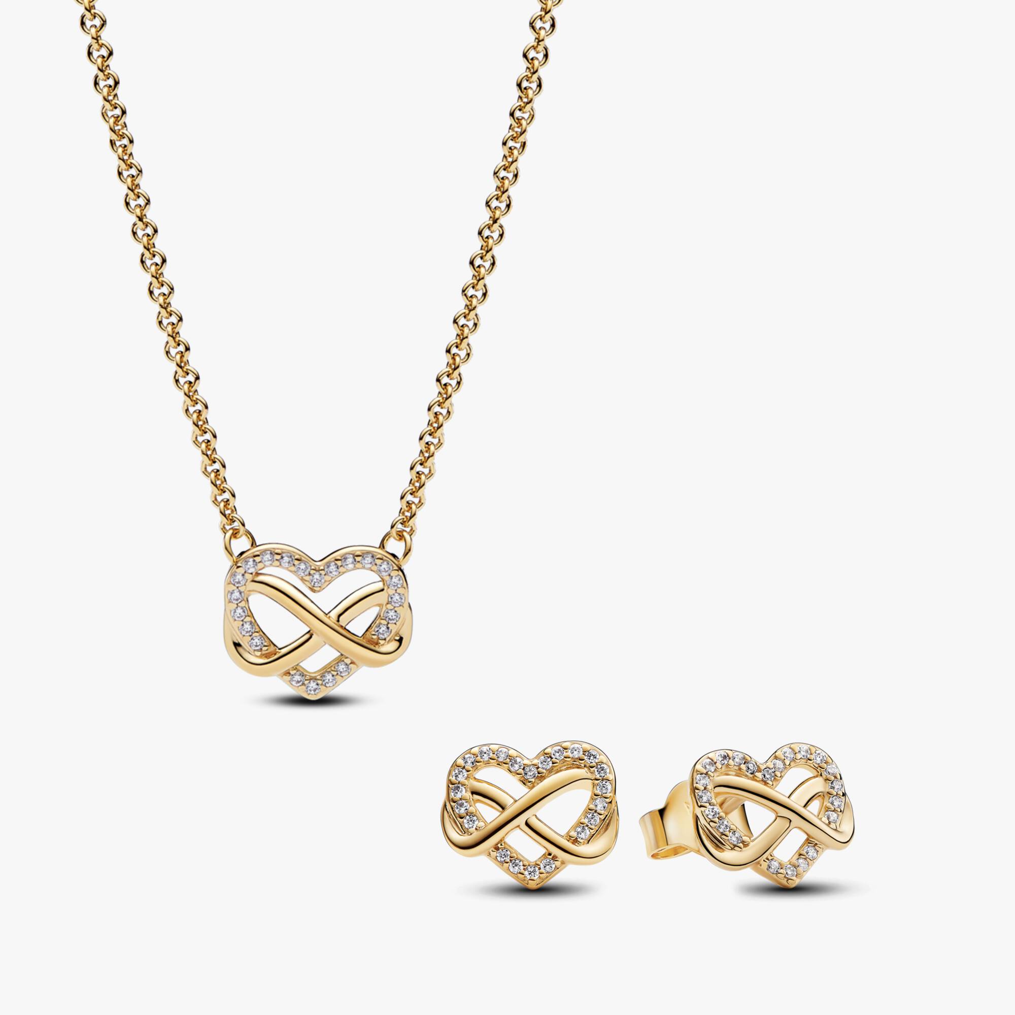 Sparkling Infinity Heart Necklace & Earrings Set