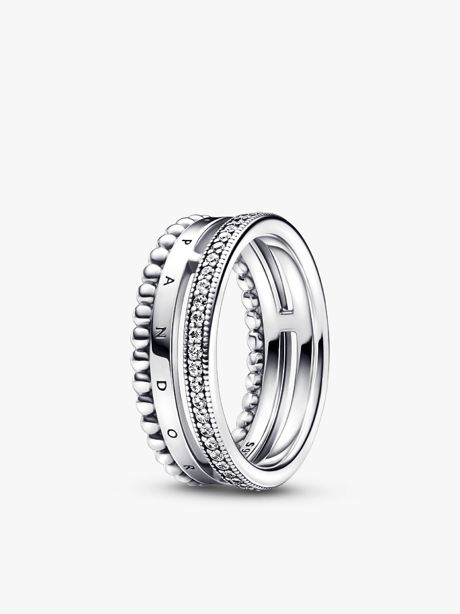 Pandora Signature Logo Pavé & Beads Ring