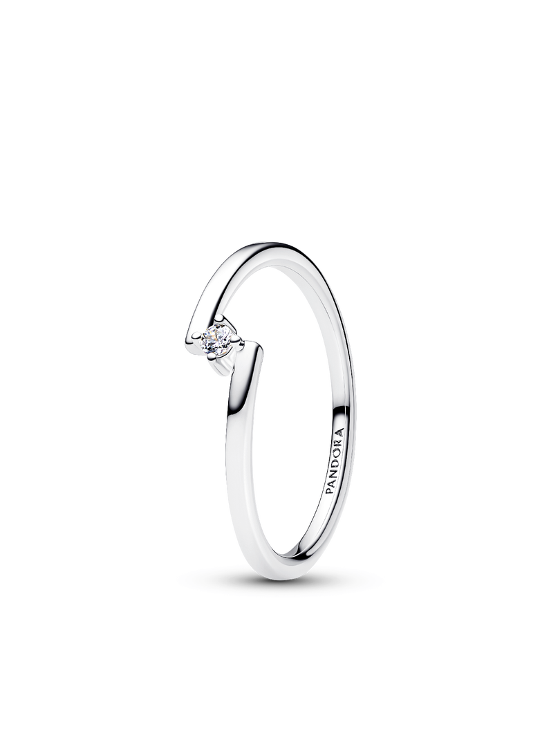 Sterling Silver Split Solitaire Pavé Ring Stack