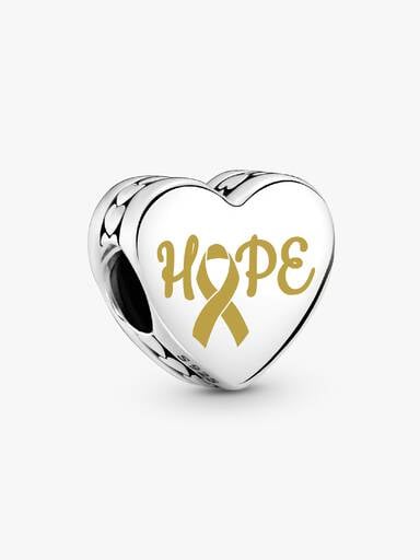 Hope Gold Ribbon Heart Charm