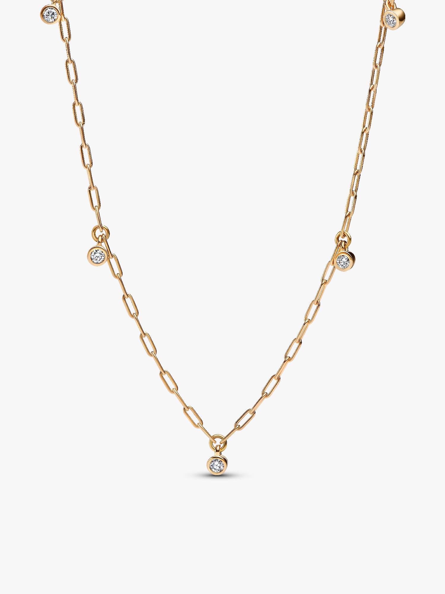 Collier à chaîne trombone intercalée avec diamant créés en laboratoire en serti clos Pandora Era