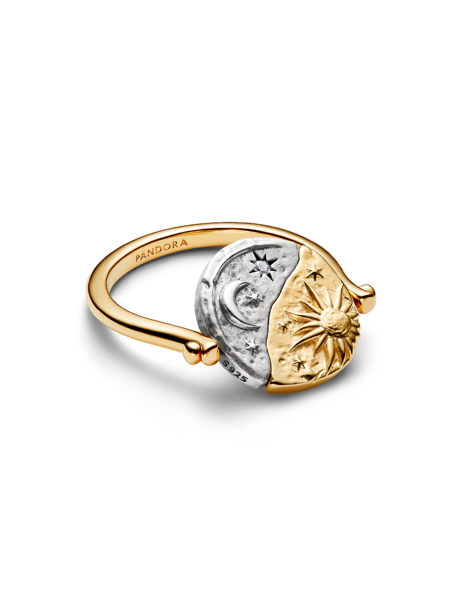 Bague Médaillon réversible Soleil et lune