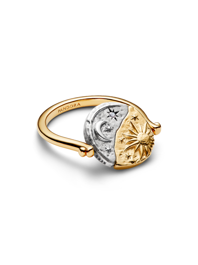 Bague Médaillon réversible Soleil et lune