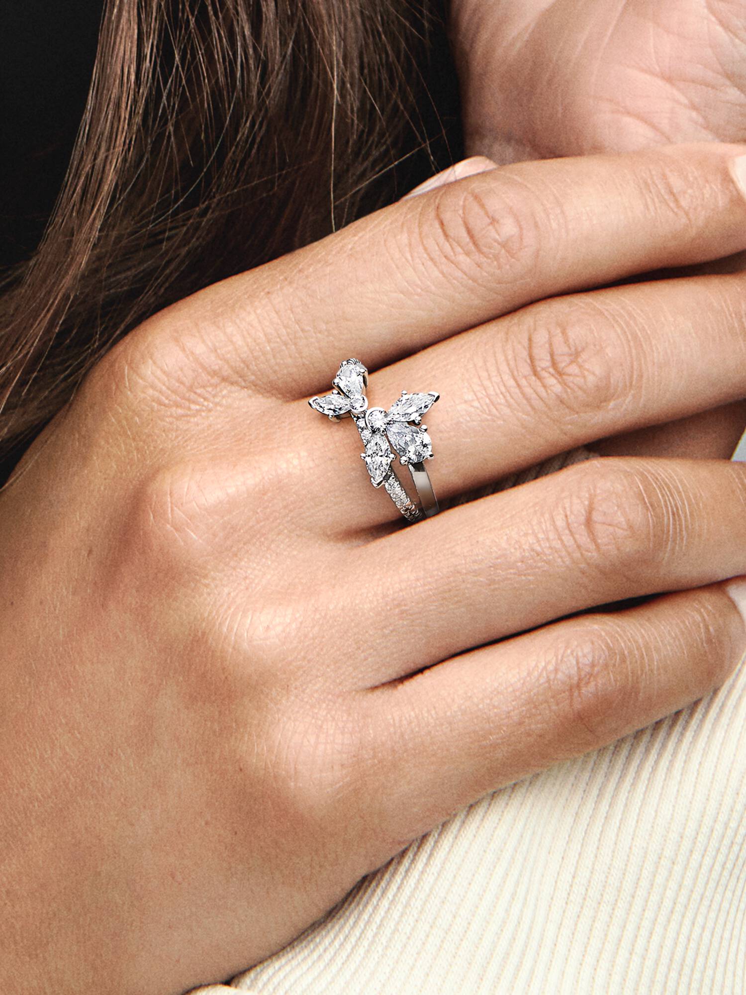 FINAL SALE - Sparkling Asymmetrical Herbarium Cluster Ring