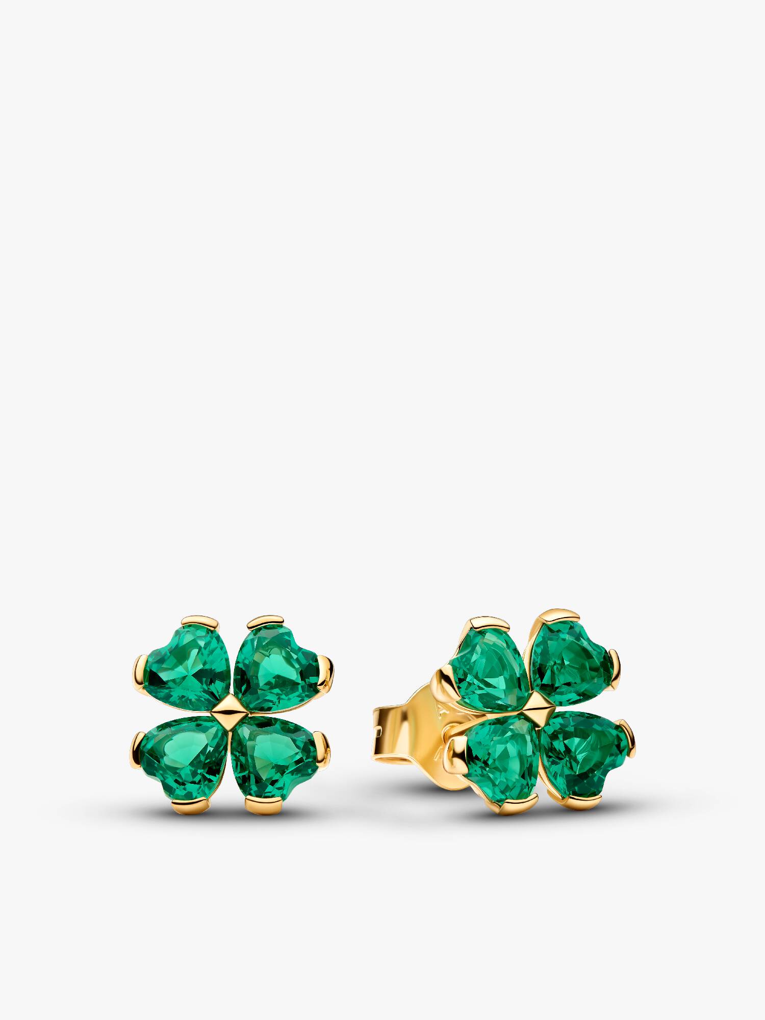 Green Lucky Clover Stud Earrings