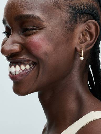 Treated Freshwater Cultured Pearl Hoop Earrings