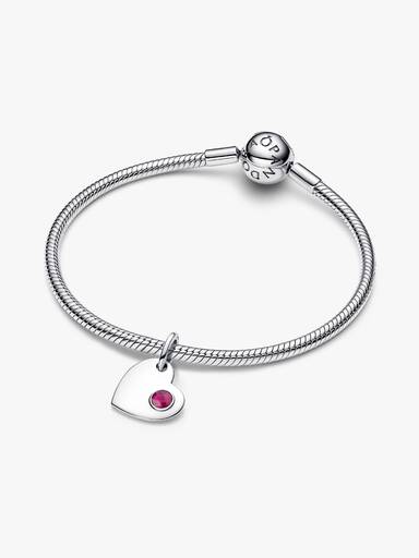 Charm-pendentif gravable Cœur avec pierre rouge véritable de juillet
