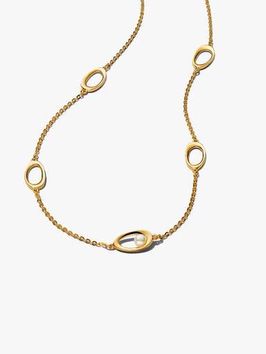 Collier Ovale de forme organique et perle de culture d’eau douce traitée