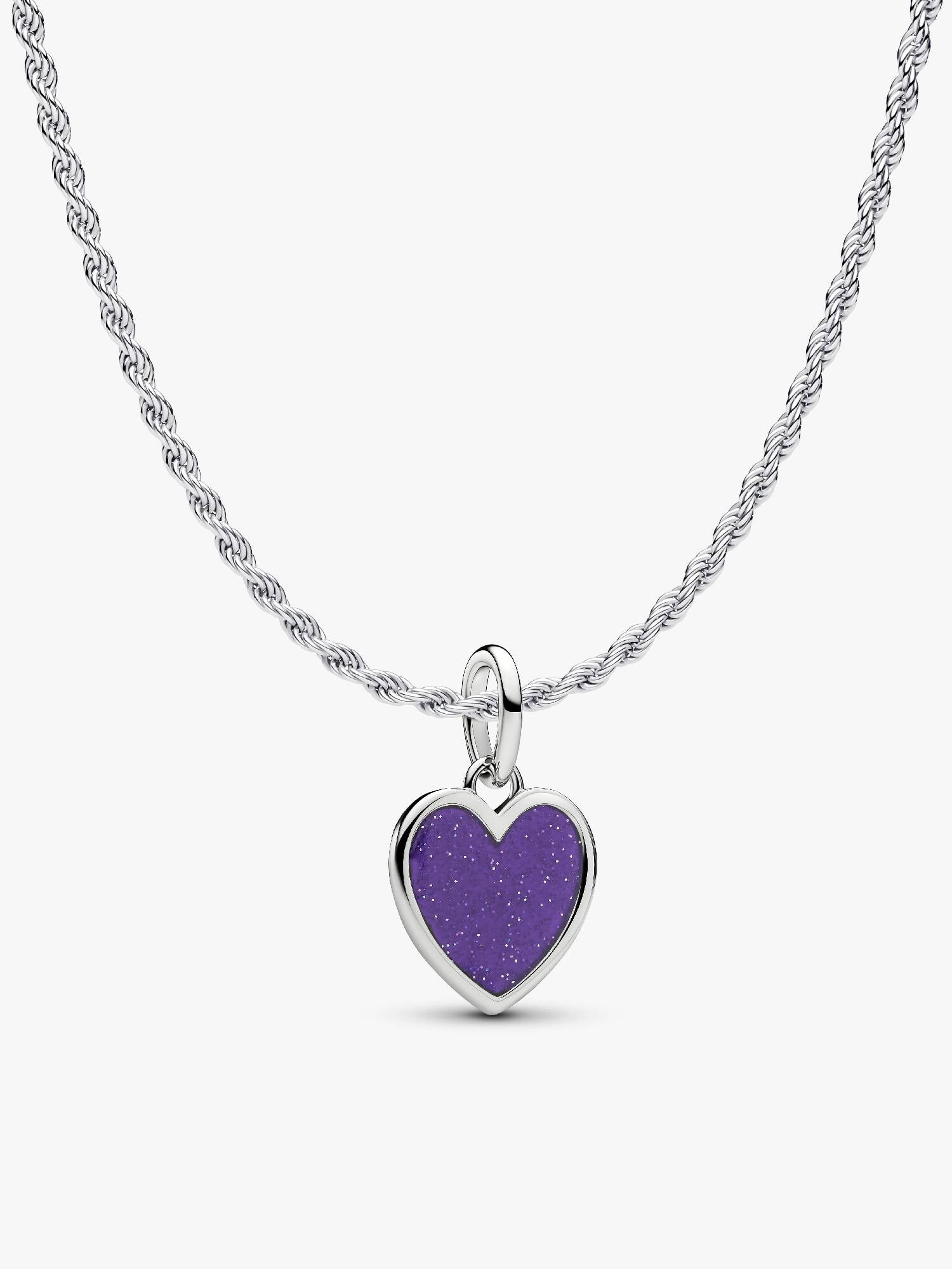 Collier avec charm-pendentif Cœur mauve à graver