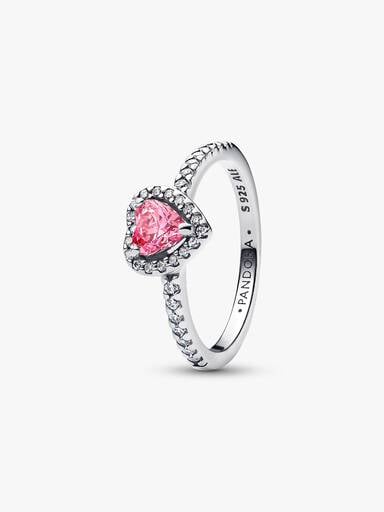 Bague Cœur rose surélevé