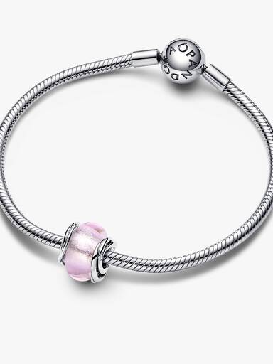 Encircled Pink Murano Glass Charm