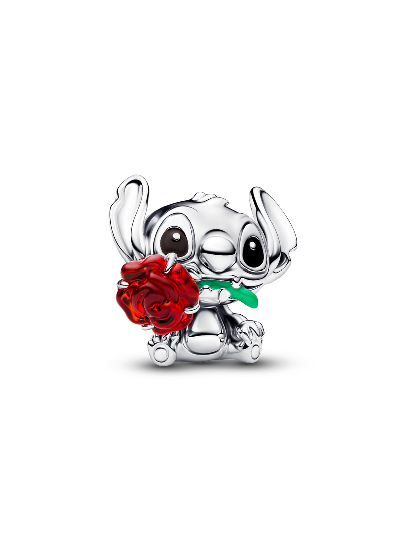 Charm Rose et Stitch en verre de Murano de Disney