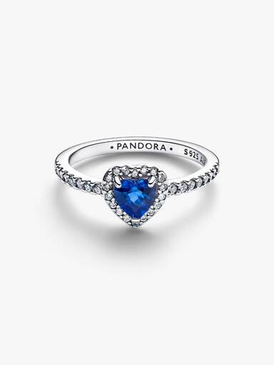 Bague Cœur bleu princesse surélevé