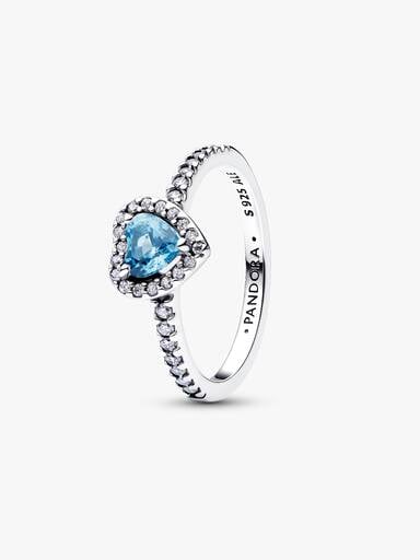 Bague Cœur bleu clair surélevé