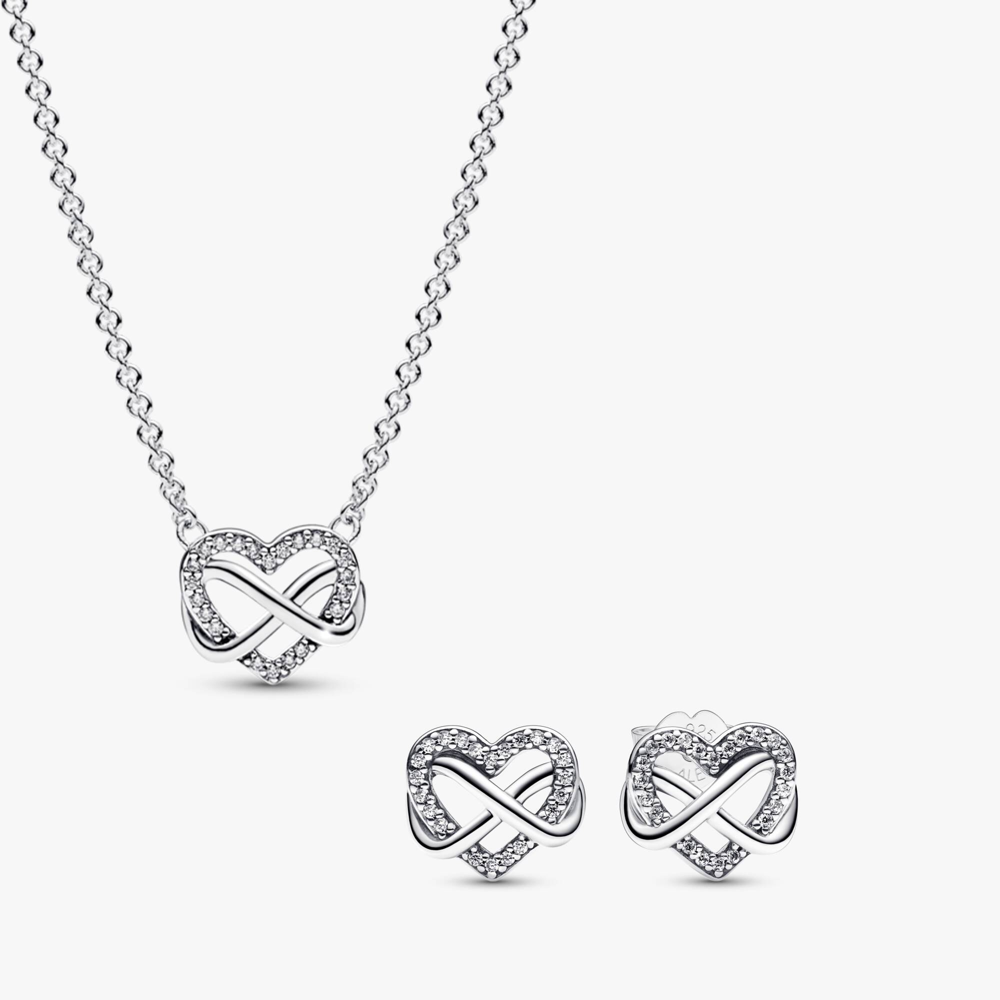 Sparkling Infinity Heart Necklace & Earrings Set